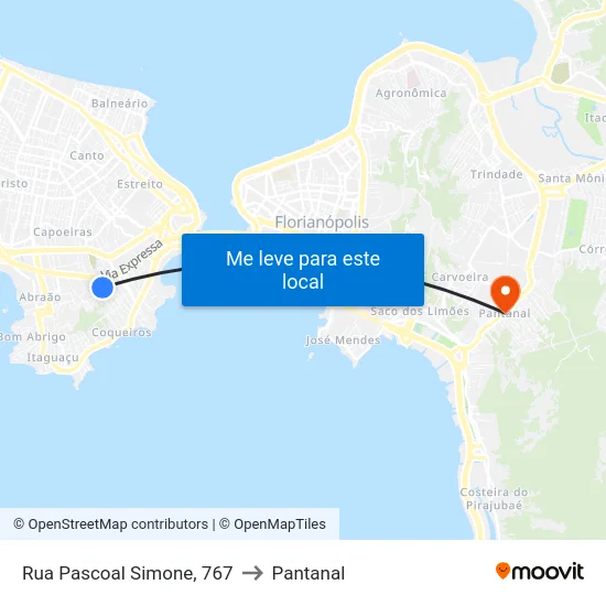 Rua Pascoal Simone, 767 to Pantanal map