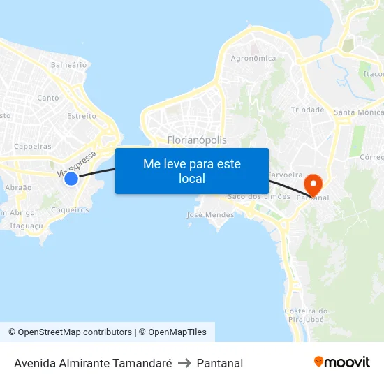 Avenida Almirante Tamandaré to Pantanal map