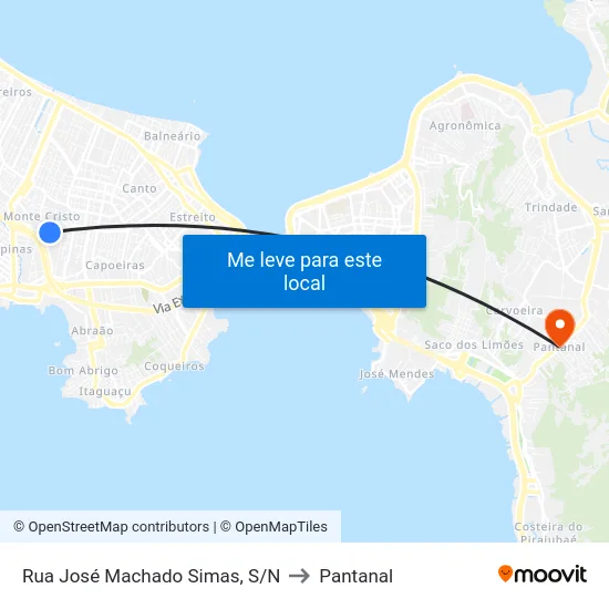 Rua José Machado Simas, S/N to Pantanal map