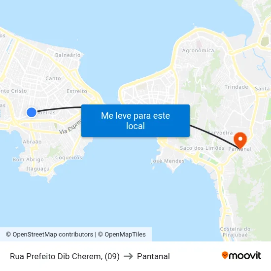 Rua Prefeito Dib Cherem,  (09) to Pantanal map