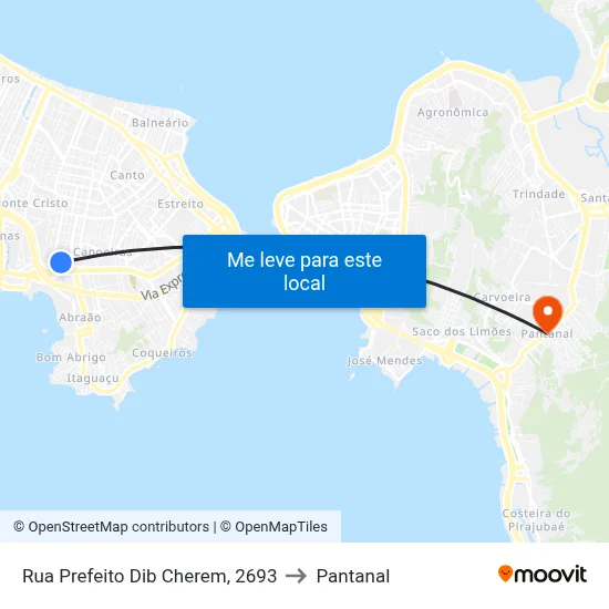 Rua Prefeito Dib Cherem, 2693 to Pantanal map