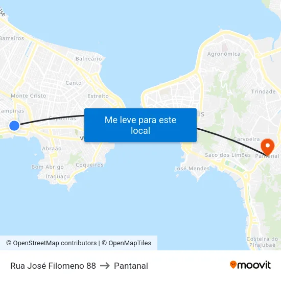 Rua José Filomeno 88 to Pantanal map