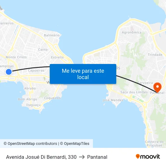 Avenida Josué Di Bernardi, 330 to Pantanal map