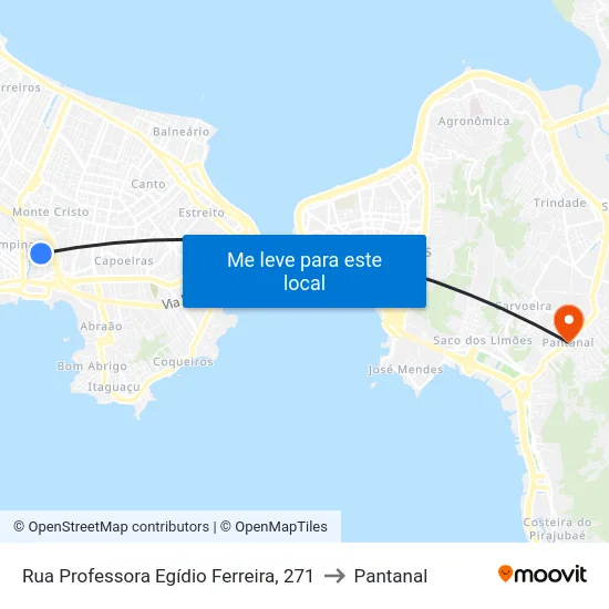 Rua Professora Egídio Ferreira, 271 to Pantanal map