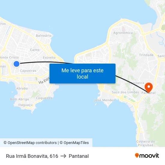 Rua Irmã Bonavita, 616 to Pantanal map