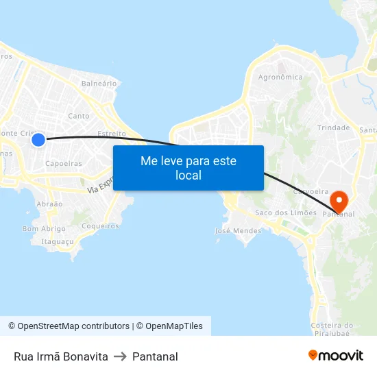 Rua Irmã Bonavita 792 to Pantanal map