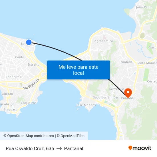 Rua Osvaldo Cruz, 635 to Pantanal map