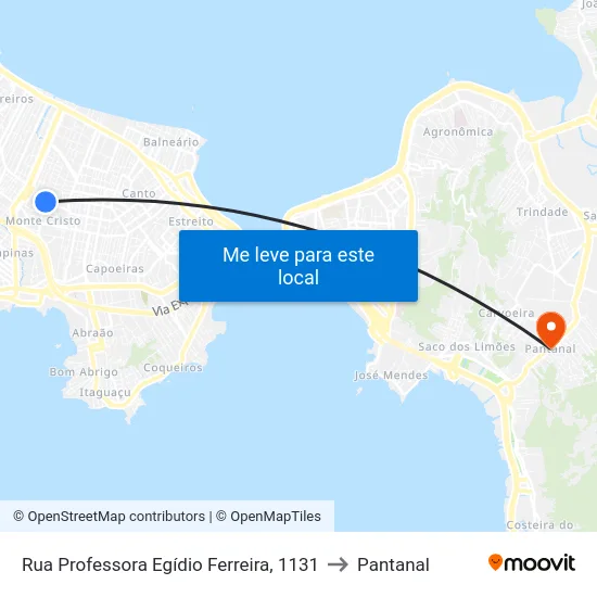 Rua Professora Egídio Ferreira, 1119 to Pantanal map