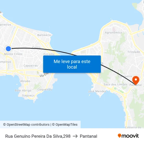 Rua Genuíno Pereira Da Silva,298 to Pantanal map