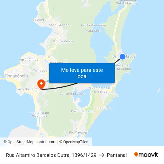 Rua Altamiro Barcelos Dutra, 1396/1429 to Pantanal map