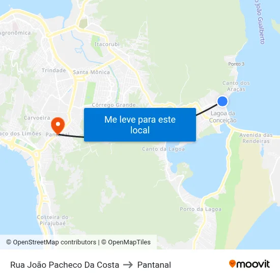 Rua João Pacheco Da Costa to Pantanal map