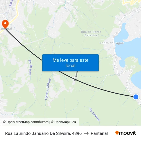 Rua Laurindo Januário Da Silveira, 4896 to Pantanal map