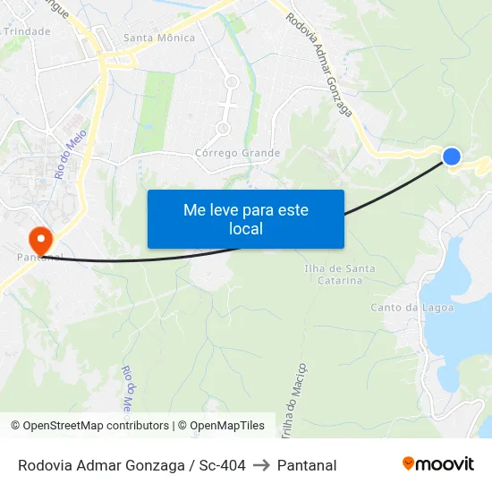 Rodovia Admar Gonzaga / Sc-404 to Pantanal map