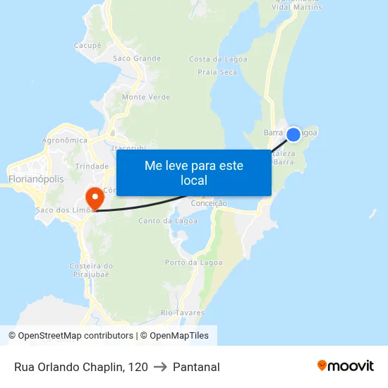 Rua Orlando Chaplin, 120 to Pantanal map