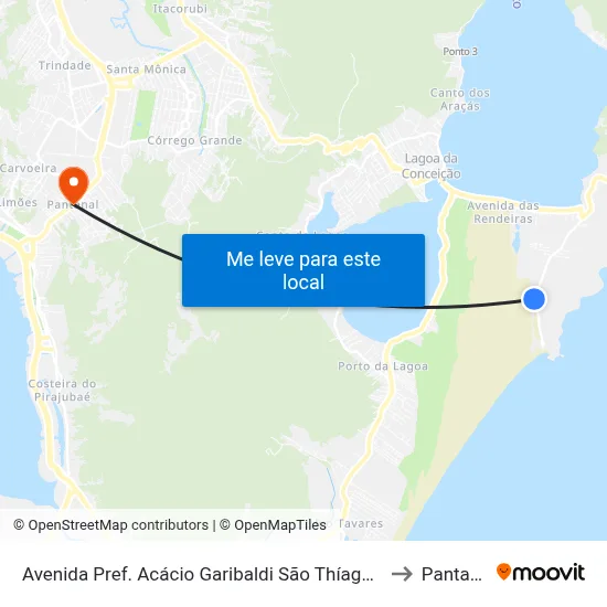 Avenida Pref. Acácio Garibaldi São Thíago, 1643 to Pantanal map