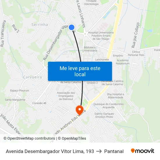 Avenida Desembargador Vítor Lima, 193 to Pantanal map