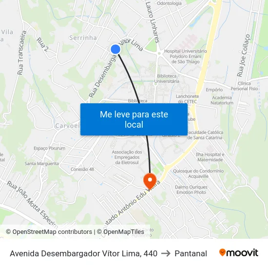 Avenida Desembargador Vítor Lima, 440 to Pantanal map