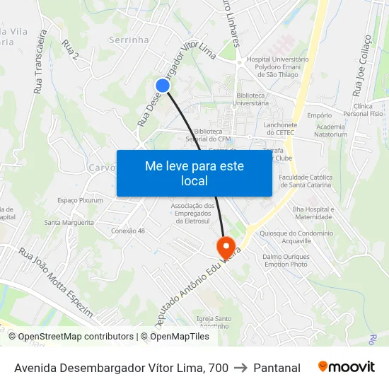 Avenida Desembargador Vítor Lima, 700 to Pantanal map