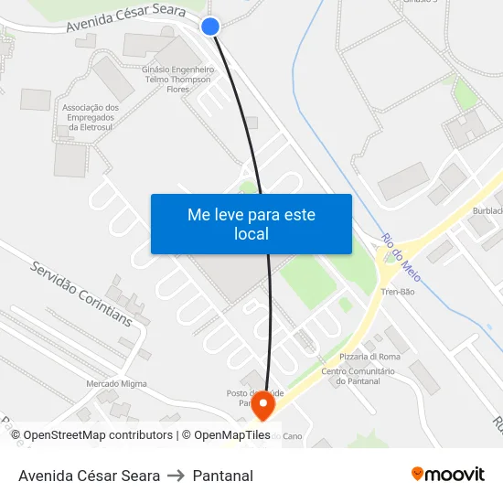 Avenida César Seara to Pantanal map