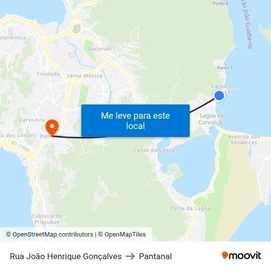 Rua João Henrique Gonçalves to Pantanal map