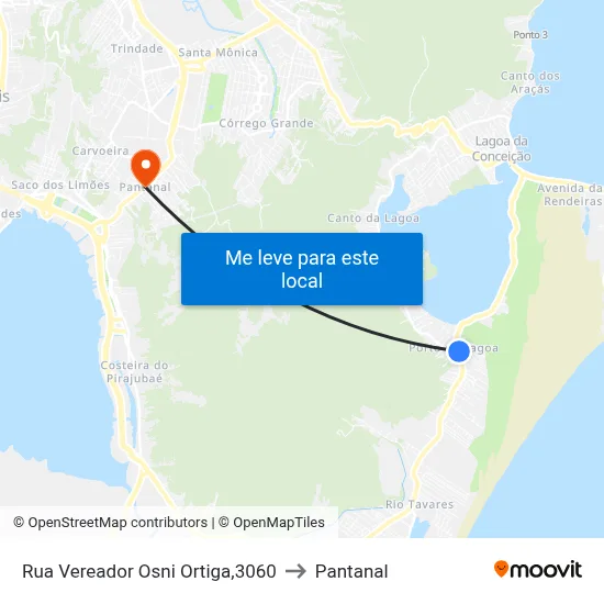 Rua Vereador Osni Ortiga,3060 to Pantanal map