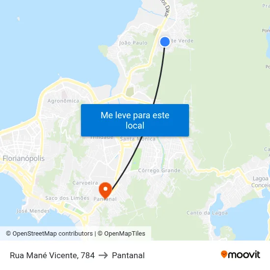 Rua Mané Vicente, 784 to Pantanal map