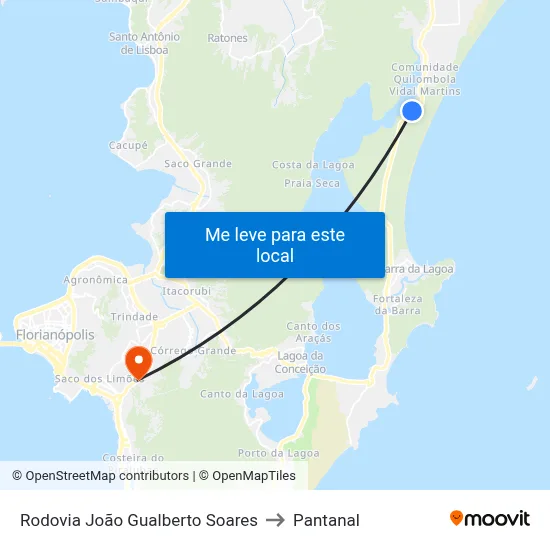 Rodovia João Gualberto Soares to Pantanal map