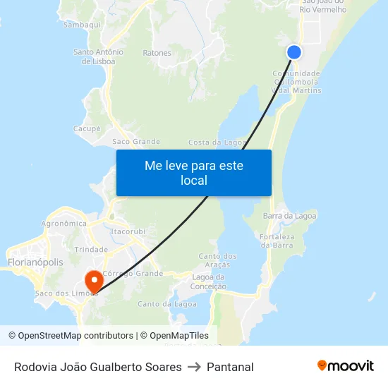 Rodovia João Gualberto Soares to Pantanal map