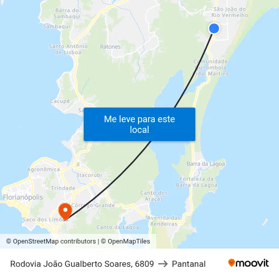 Rodovia João Gualberto Soares, 6809 to Pantanal map
