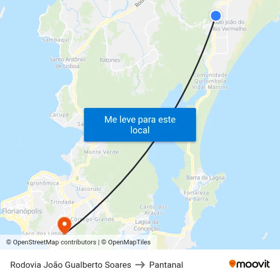 Rodovia João Gualberto Soares to Pantanal map