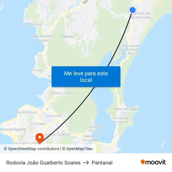 Rodovia João Gualberto Soares to Pantanal map