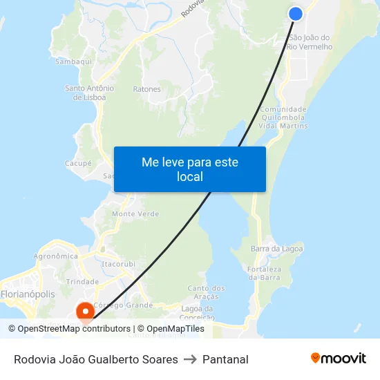 Rodovia João Gualberto Soares to Pantanal map