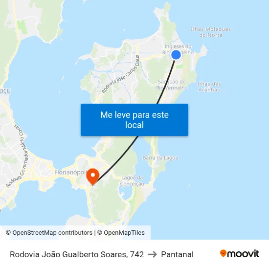 Rodovia João Gualberto Soares, 742 to Pantanal map