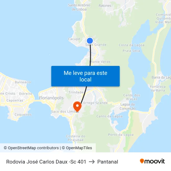 Rodovia José Carlos Daux -Sc 401 to Pantanal map