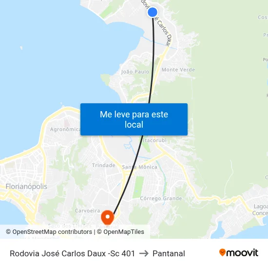 Rodovia José Carlos Daux -Sc 401 to Pantanal map