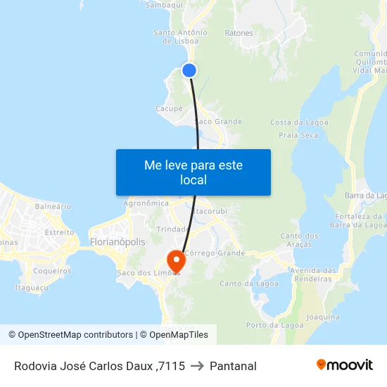 Rodovia José Carlos Daux ,7115 to Pantanal map