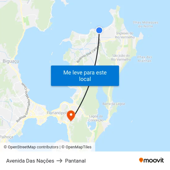 Avenida Das Nações to Pantanal map