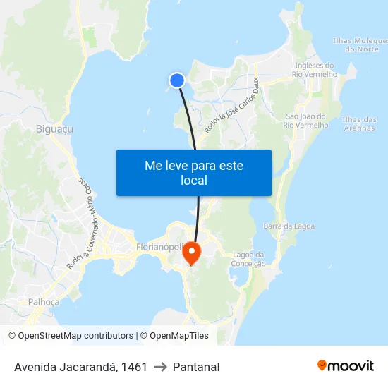 Avenida Jacarandá, 1461 to Pantanal map