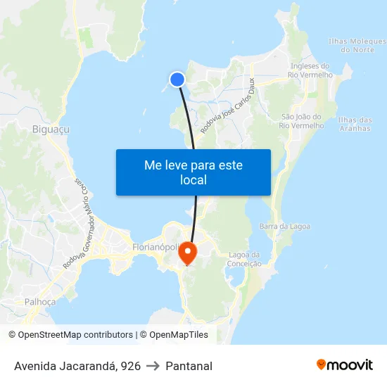 Avenida Jacarandá, 926 to Pantanal map