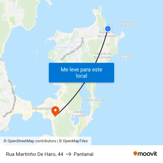 Rua Martinho De Haro, 44 to Pantanal map