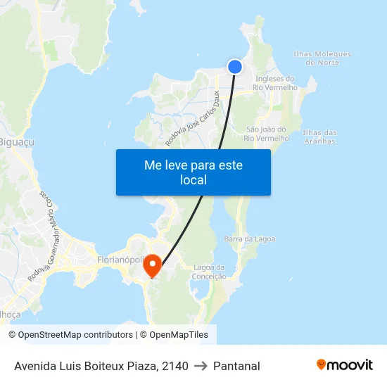 Avenida Luis Boiteux Piaza, 2140 to Pantanal map