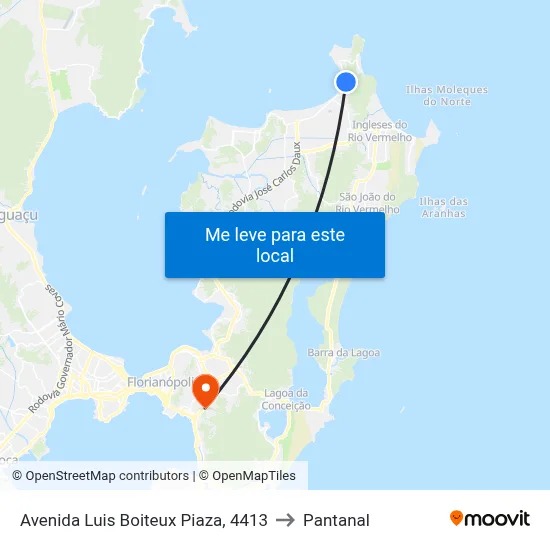 Avenida Luis Boiteux Piaza, 4413 to Pantanal map