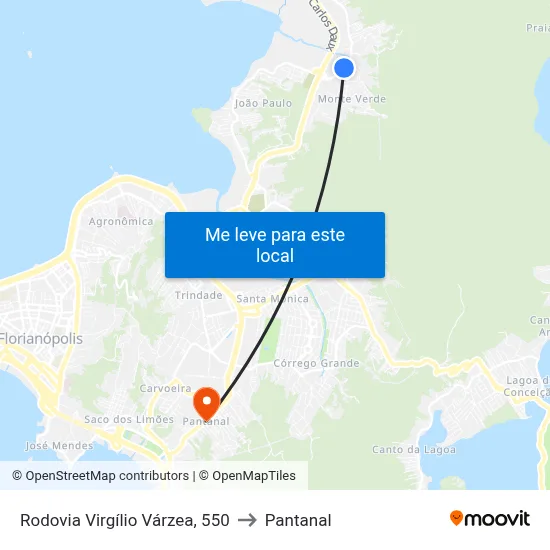 Rodovia Virgílio Várzea, 550 to Pantanal map