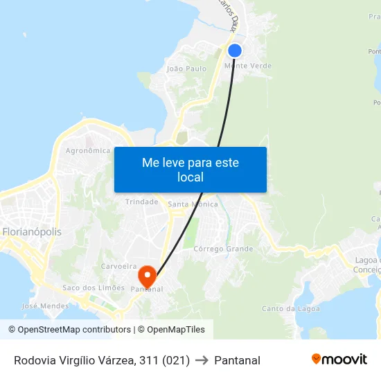 Rodovia Virgílio Várzea, 311 (021) to Pantanal map