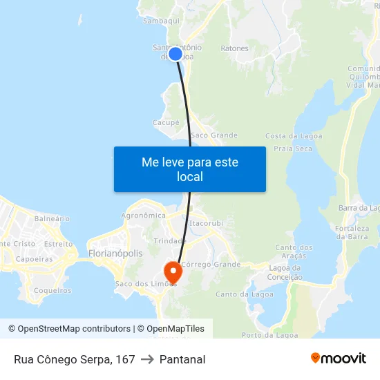 Rua Cônego Serpa, 167 to Pantanal map