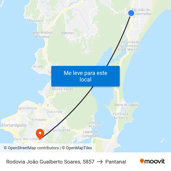 Rodovia João Gualberto Soares, 5857 to Pantanal map