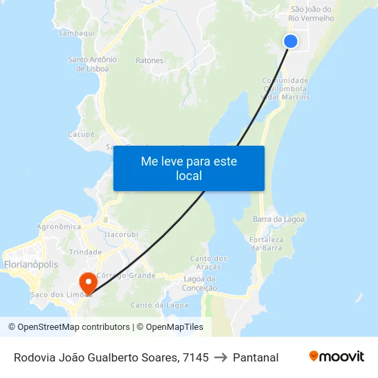 Rodovia João Gualberto Soares, 7145 to Pantanal map
