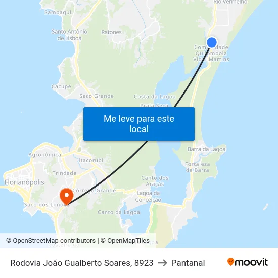 Rodovia João Gualberto Soares, 8923 to Pantanal map
