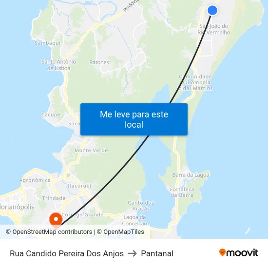 Rua Candido Pereira Dos Anjos to Pantanal map