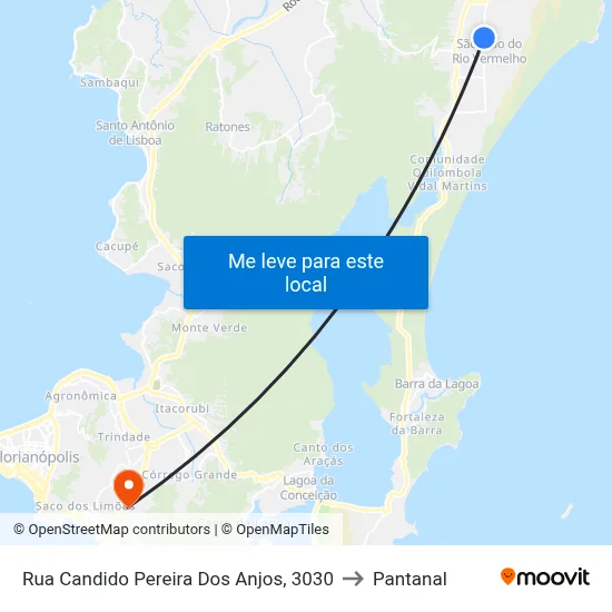 Rua Candido Pereira Dos Anjos, 3030 to Pantanal map